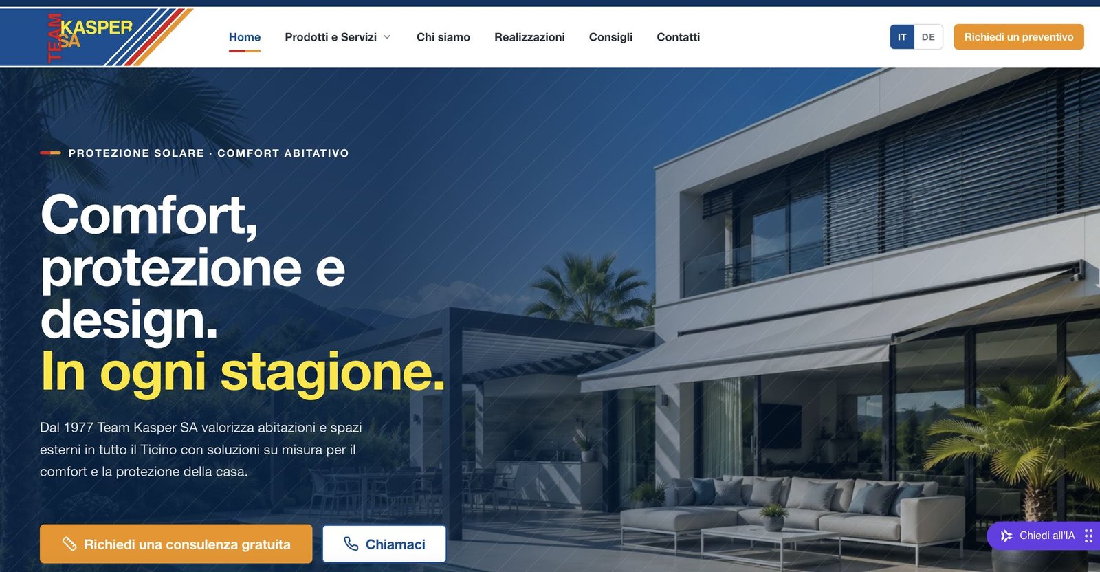 Home del sito Team Kasper SA realizzato da REM design
